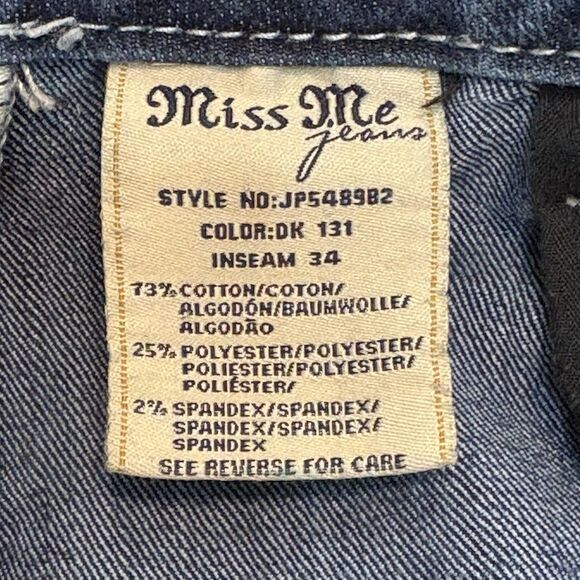 Miss Me Jeans JP5489B2 Boot Cut Distressed Size 29 Color DK131 Y2K Embroidered - Picture 12 of 12